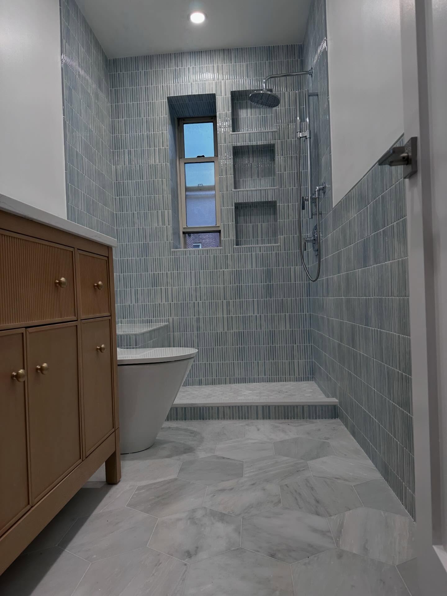 Astoria Bathroom Remodel: New Tile From Floor to Ceiling